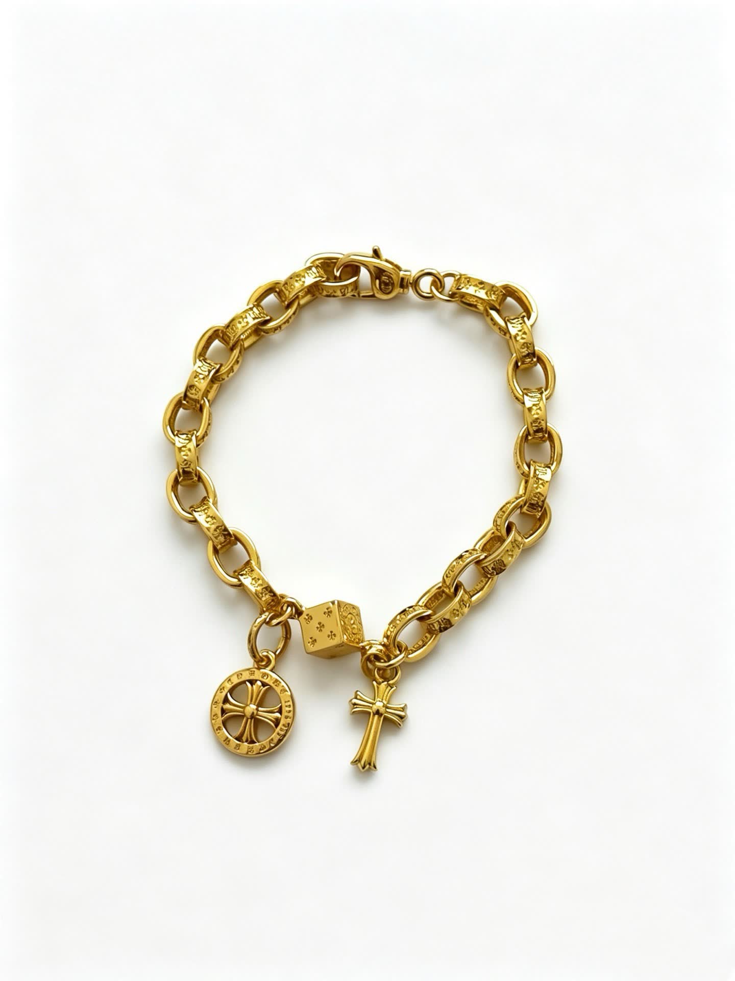 Chrome Hearts Gold Tone Bracelet with Charms